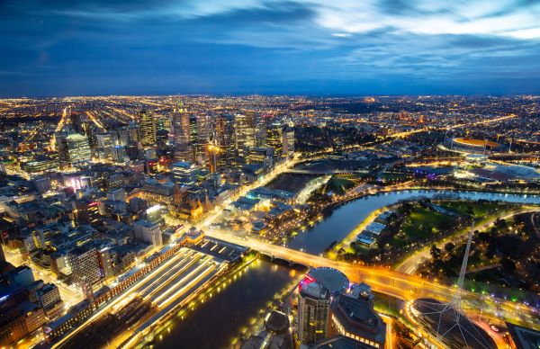 Vista aérea de la ciudad de Melbourne, Australia.