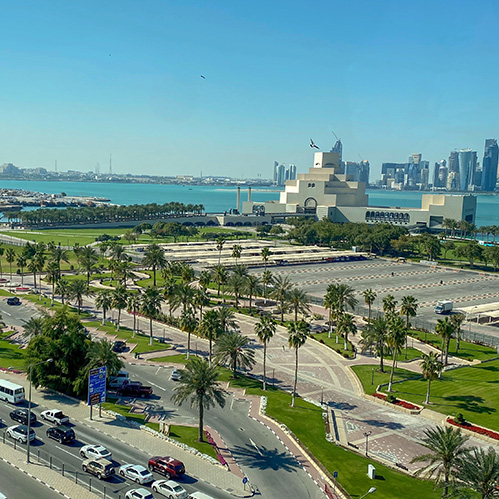 Paisaje de ciudad de Doha, en Qatar.