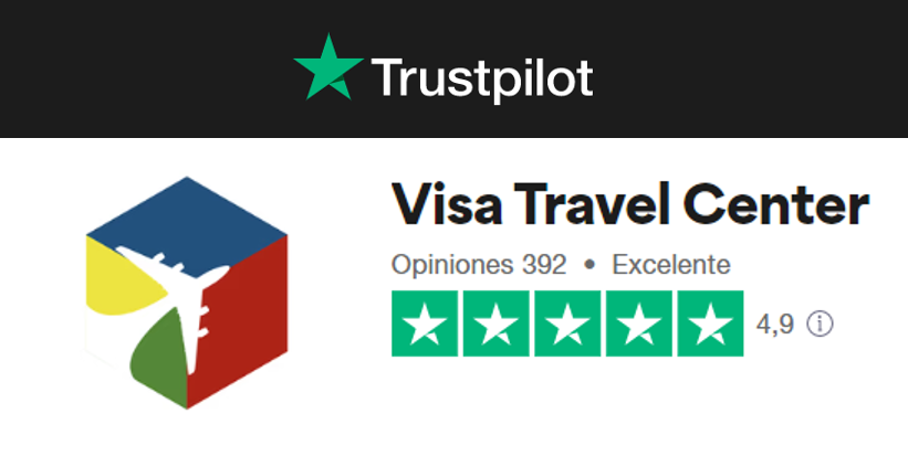 Puntuación de Visa Travel Center en Trustpilot para sus servicios de asesorías para visa de estudiante y otros servicios